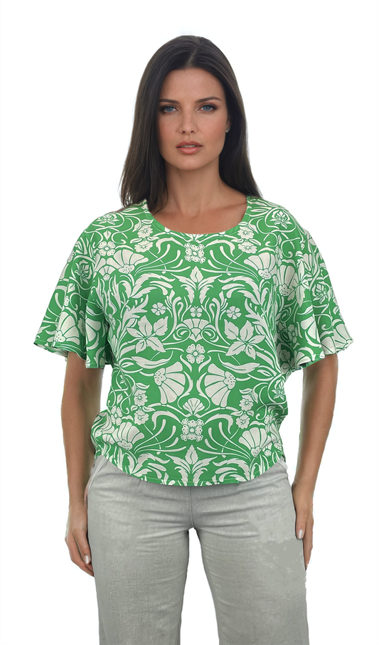 Дамска блуза къс ръкав обло деколте