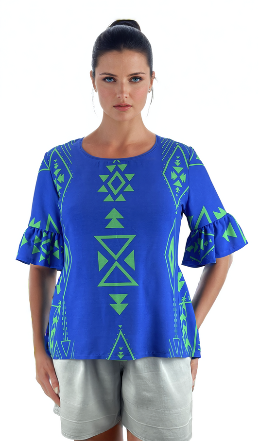 Дамска блуза 3/4 ръкав обло деколте