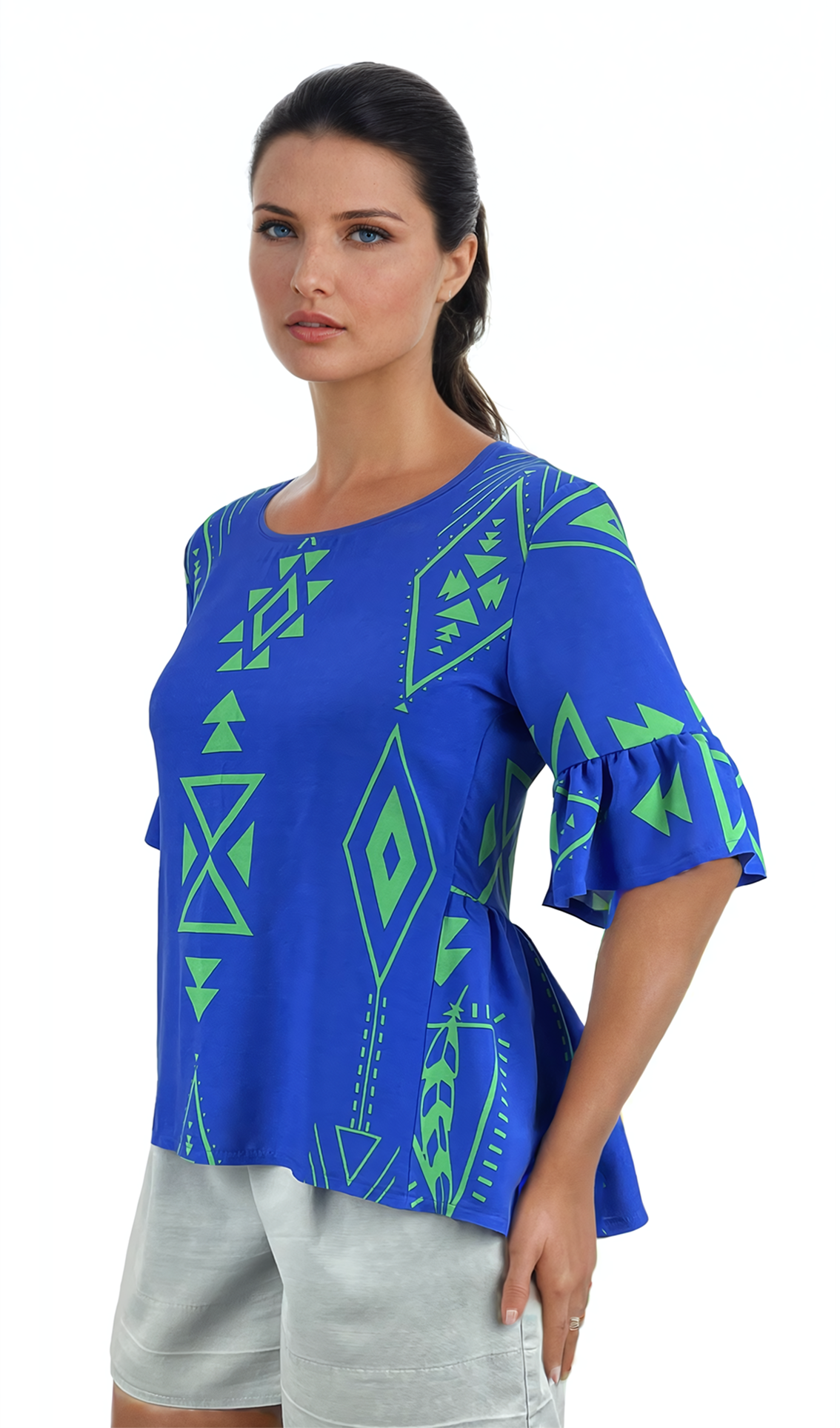 Дамска блуза 3/4 ръкав обло деколте