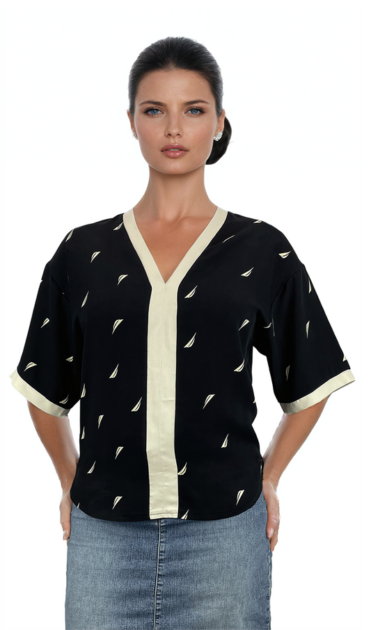 Дамска блуза 3/4 ръкав остро деколте