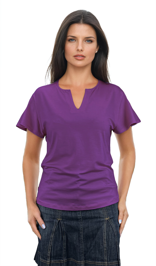 Дамска блуза - тениска къс ръкав остро деколте