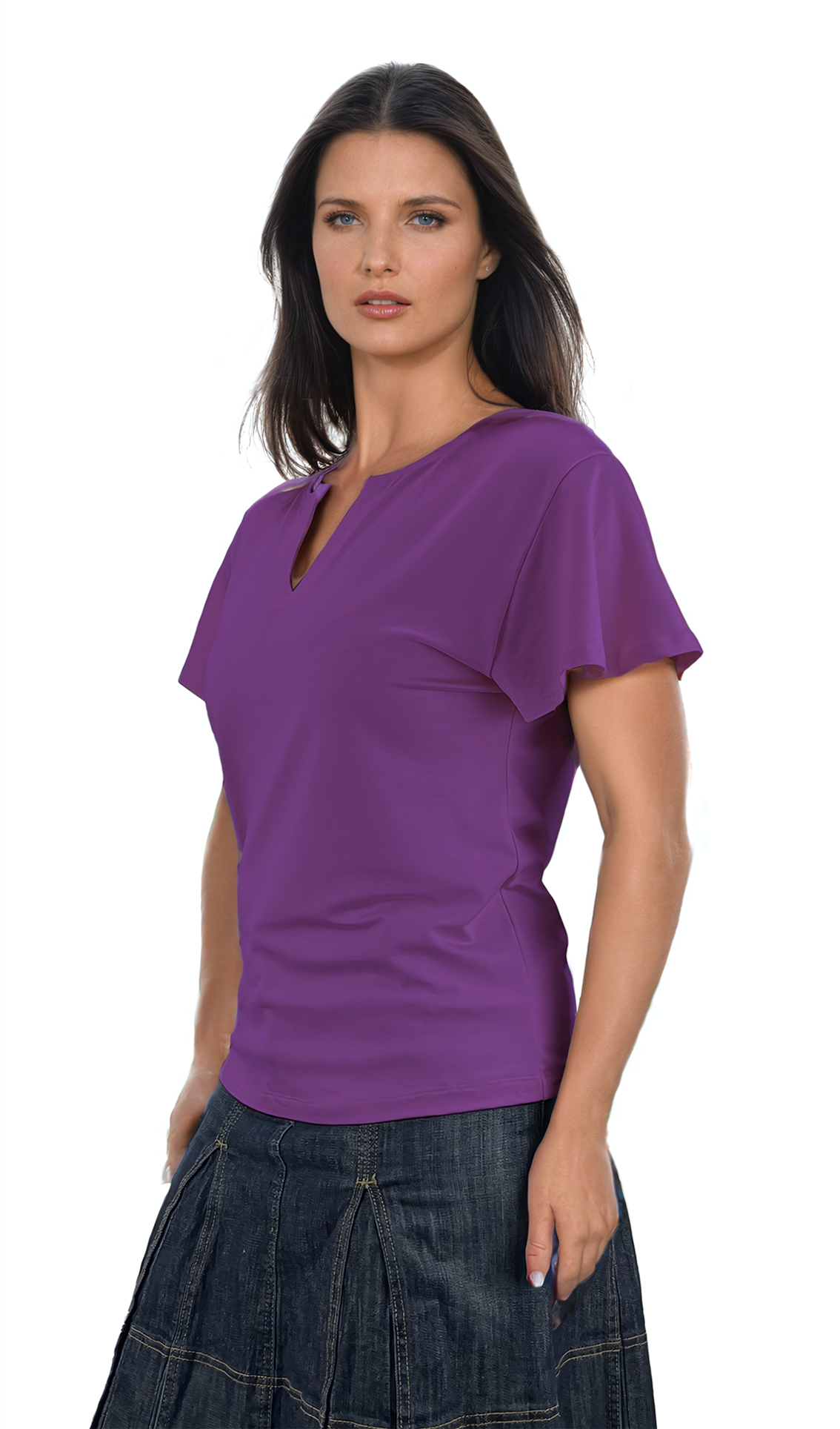 Дамска блуза - тениска къс ръкав остро деколте