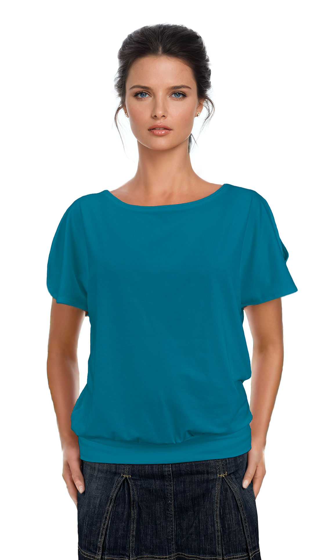 Дамска блуза - тениска къс ръкав обло деколте