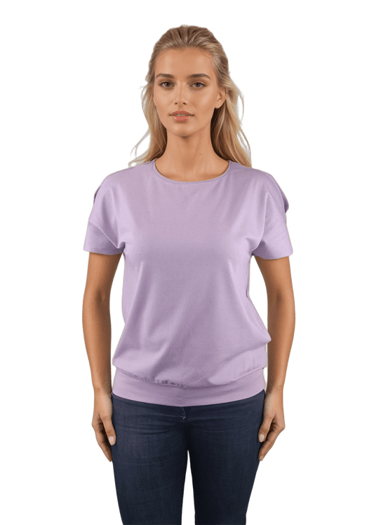 Дамска блуза - тениска къс ръкав обло деколте