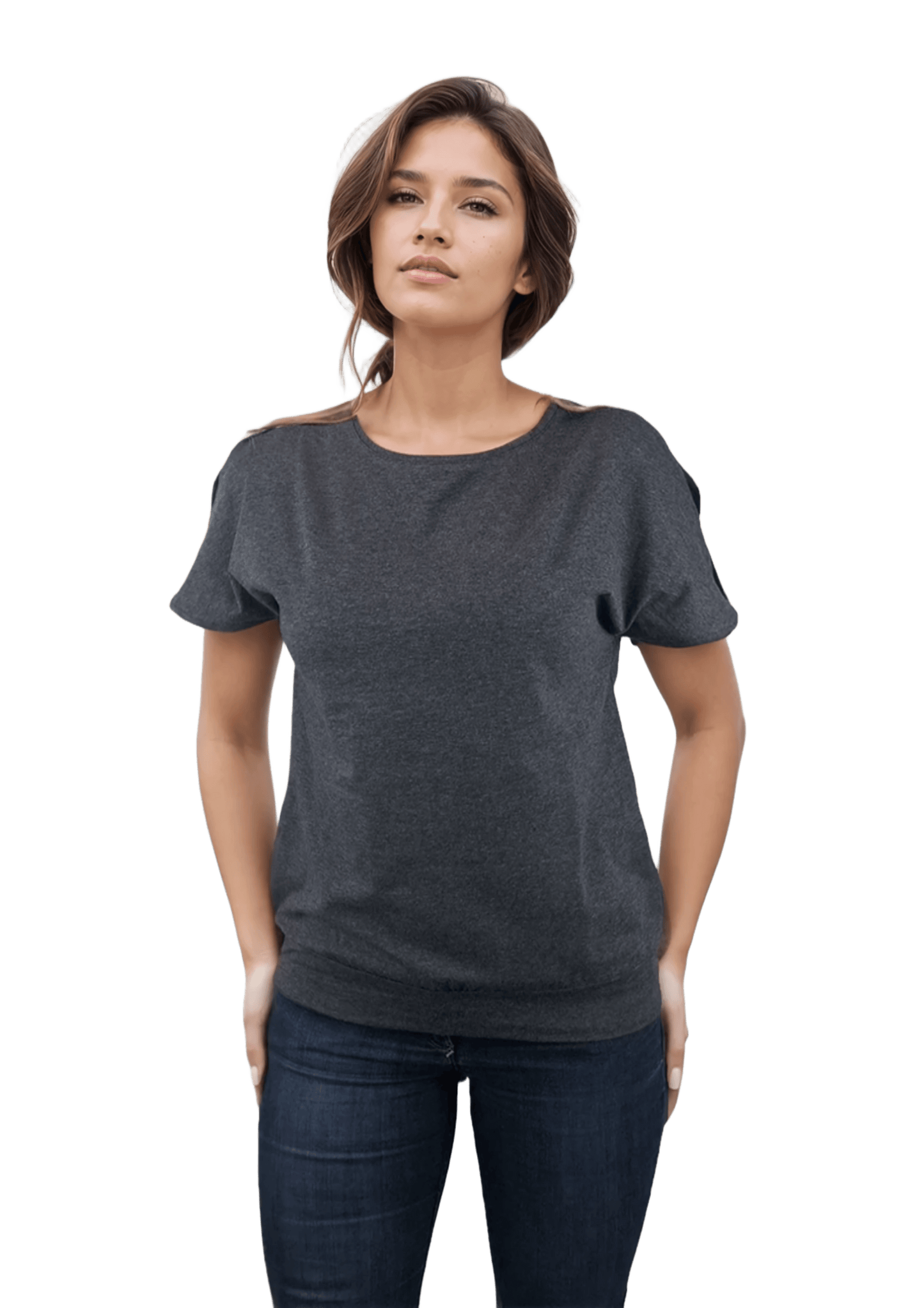 Дамска блуза - тениска къс ръкав обло деколте