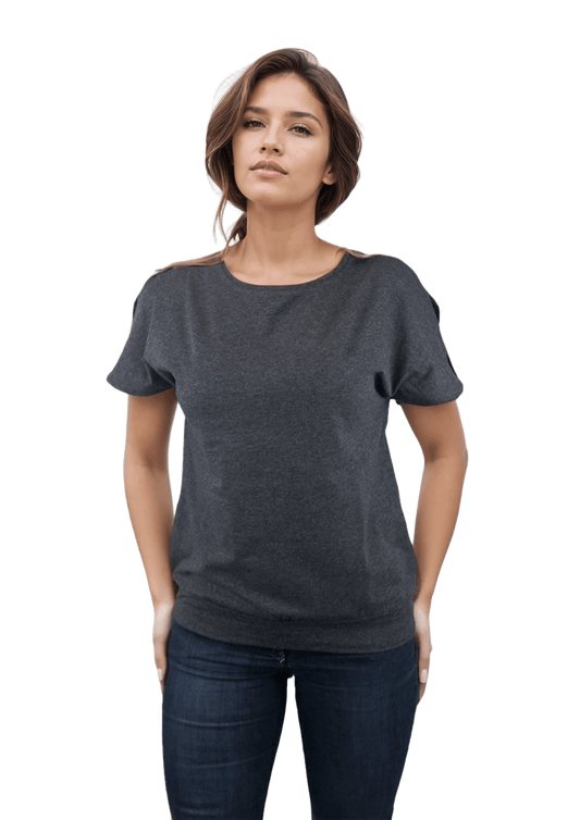 Дамска блуза - тениска къс ръкав обло деколте