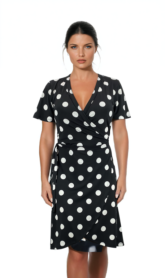 Дамска  рокля с къс ръкав , тип прегърни ме