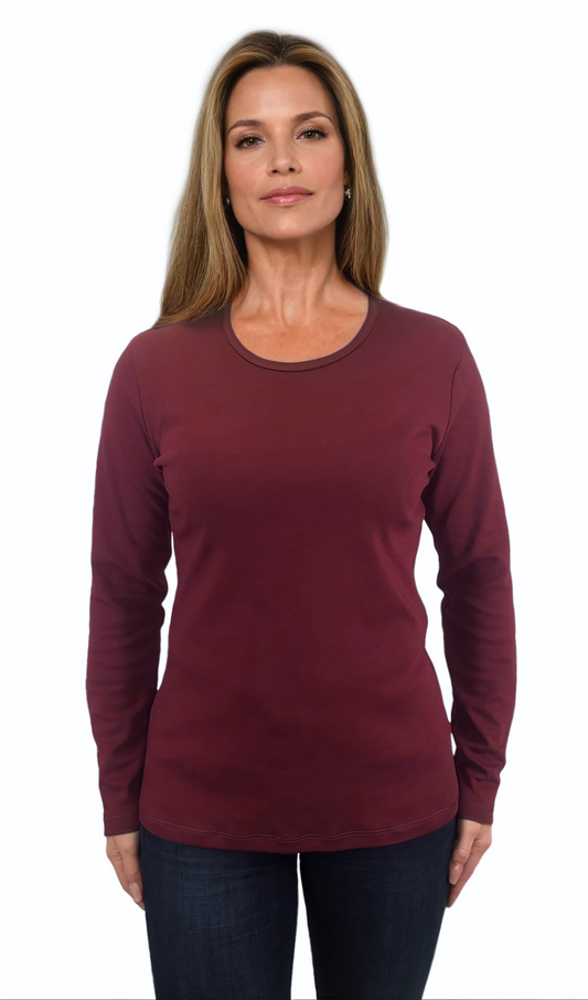 Дамска  блуза - тениска с дълъг ръкав обло деколте