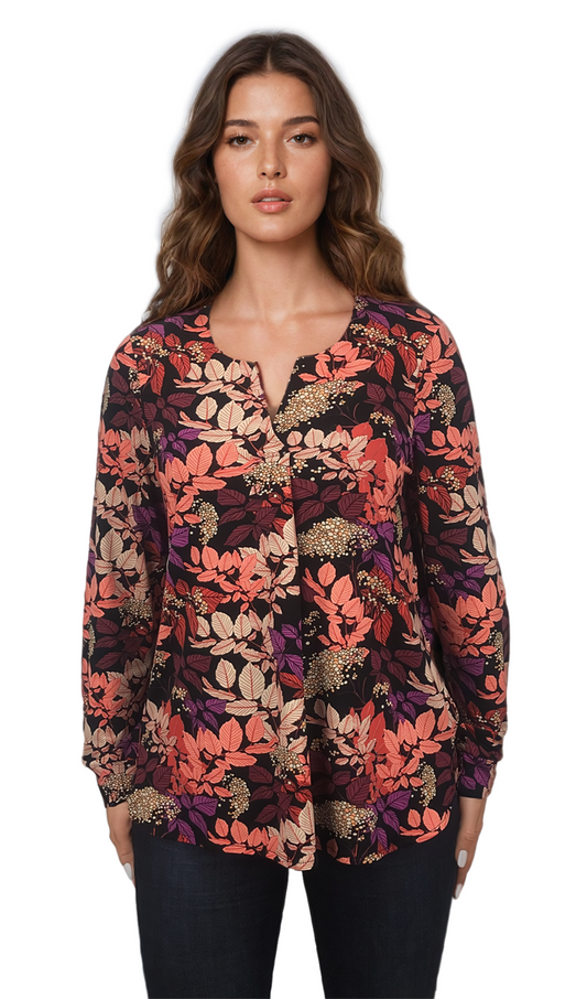 Дамска блуза-туника с дълъг ръкав остро деколте