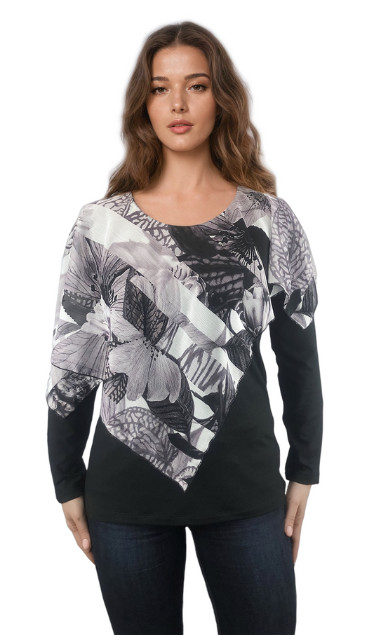 Дамска  блуза - тениска с дълъг ръкав обло деколте