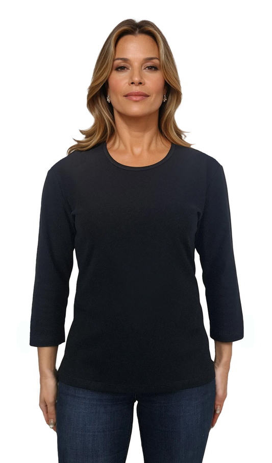 Дамска  блуза - тениска с 3/4 ръкав обло деколте