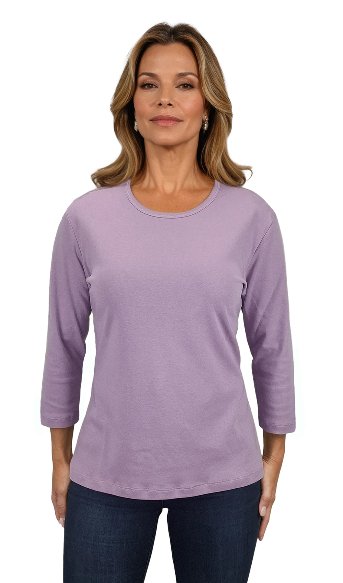 Дамска  блуза - тениска с 3/4 ръкав обло деколте