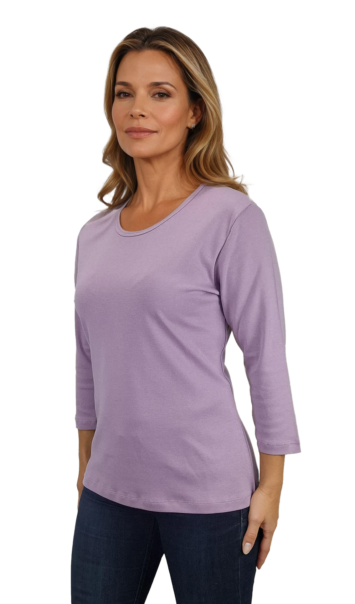 Дамска  блуза - тениска с 3/4 ръкав обло деколте