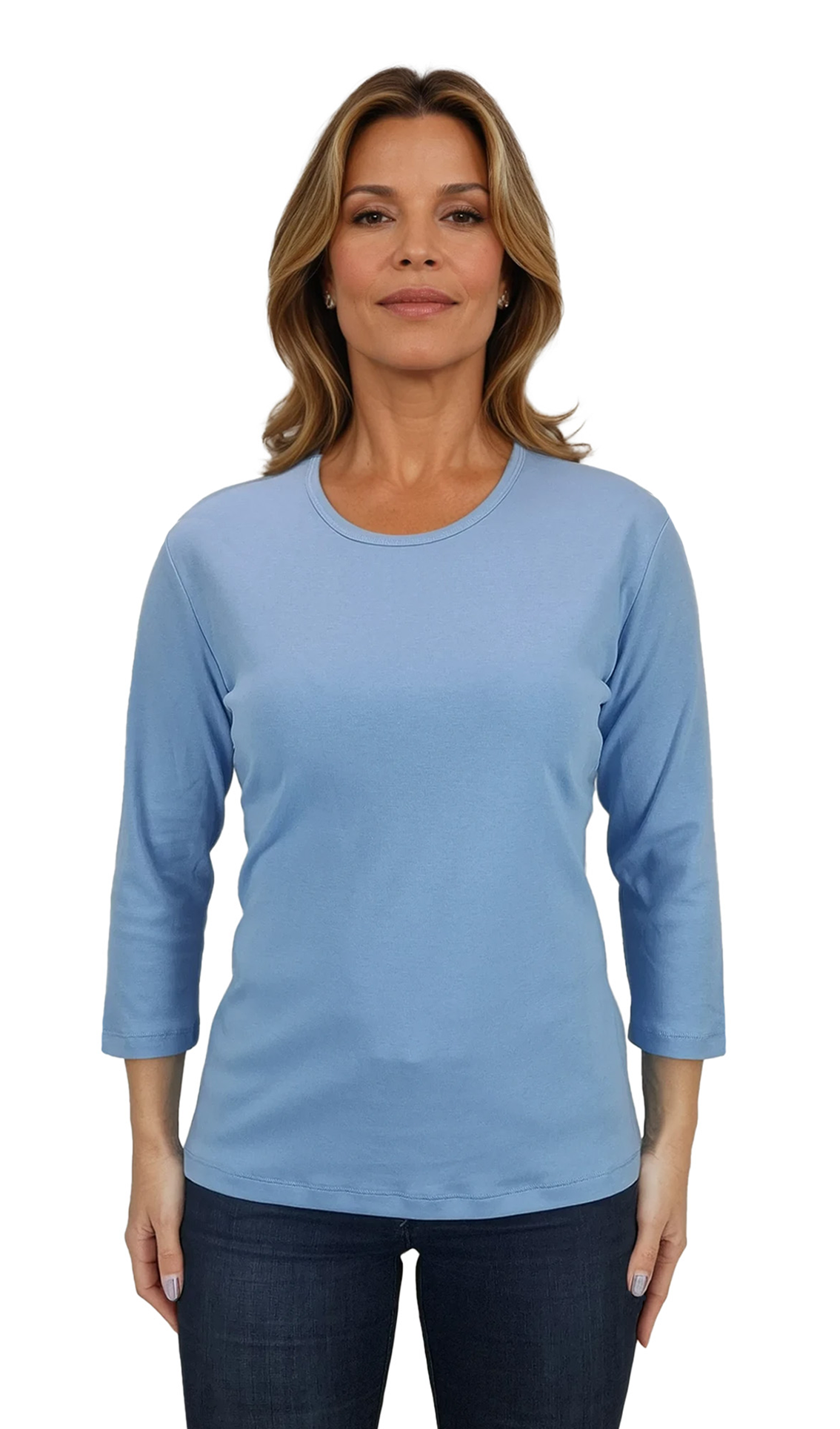 Дамска  блуза - тениска с 3/4 ръкав обло деколте