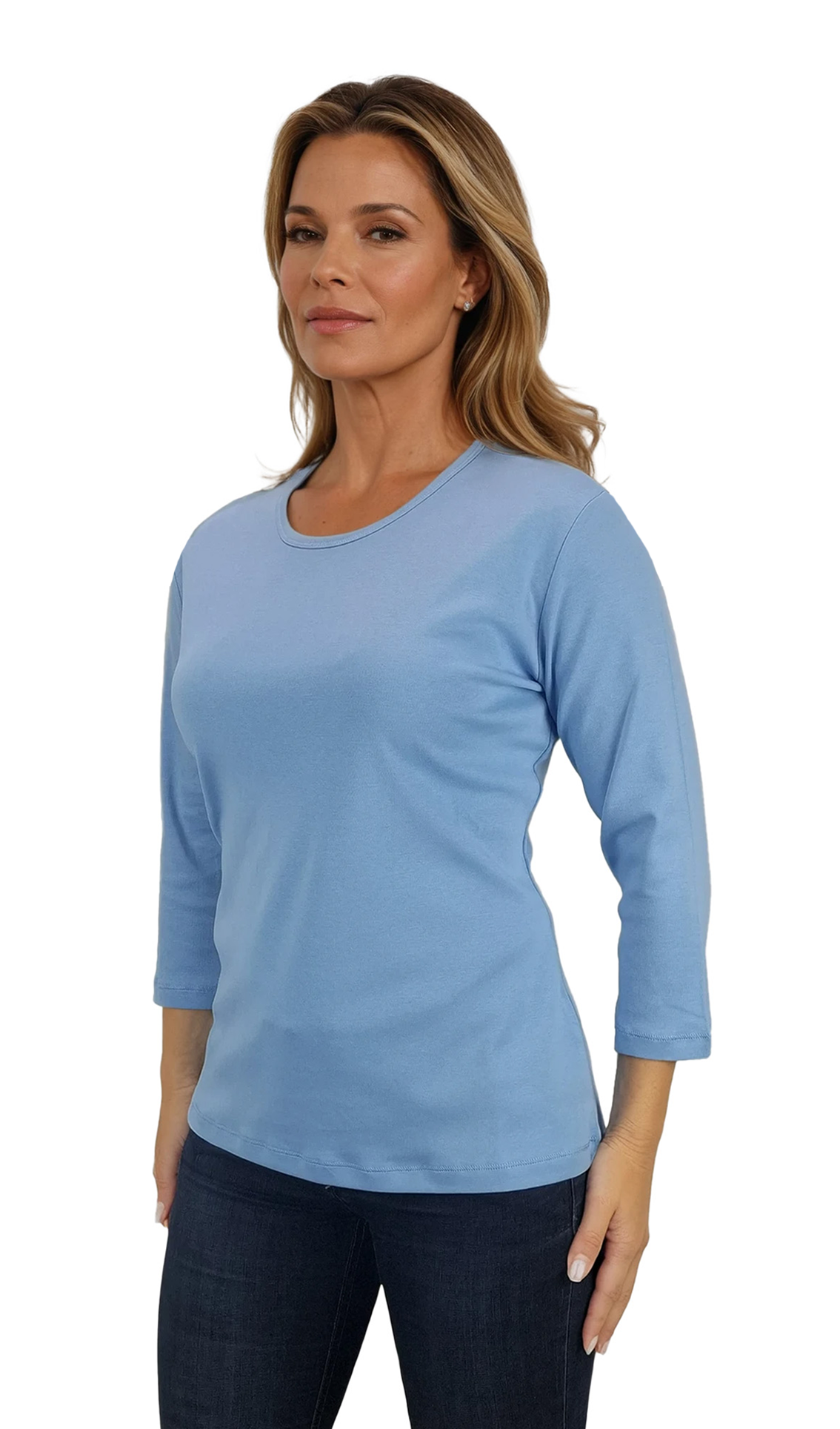 Дамска  блуза - тениска с 3/4 ръкав обло деколте