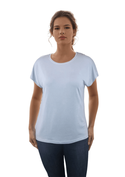 Дамска  блуза - тениска с къс ръкав обло деколте