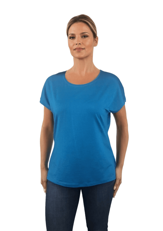 Дамска  блуза - тениска с къс ръкав обло деколте