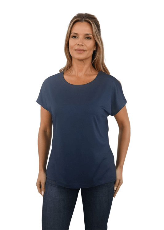 Дамска  блуза - тениска с къс ръкав обло деколте